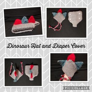 Infant Dino Hat and Diaper Cover Set